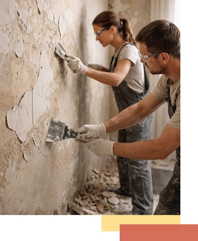 Снятие старой шпаклевки и подготовка поверхностей в Реже