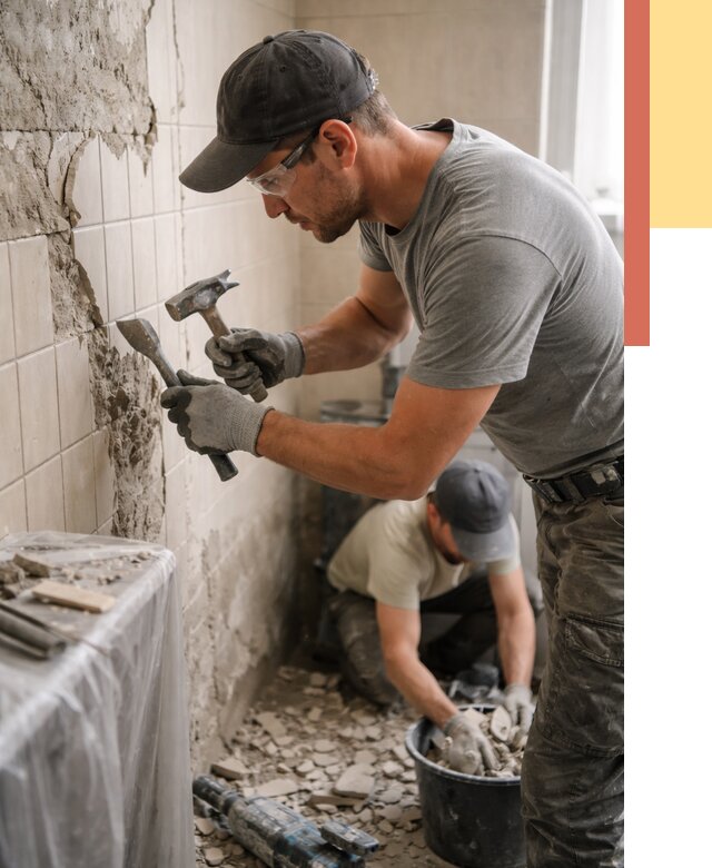 Демонтаж плитки со стен в Реже от 931 руб. — быстро и недорого | ОТДЕЛОЧНИК-Реж