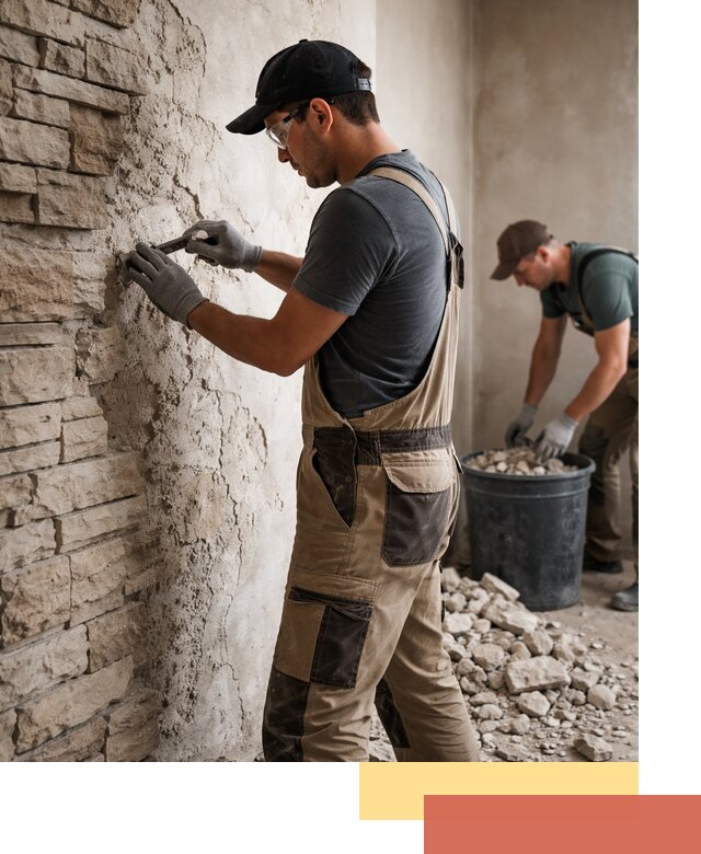 Демонтаж декоративного камня в Реже профессионально и безопасно