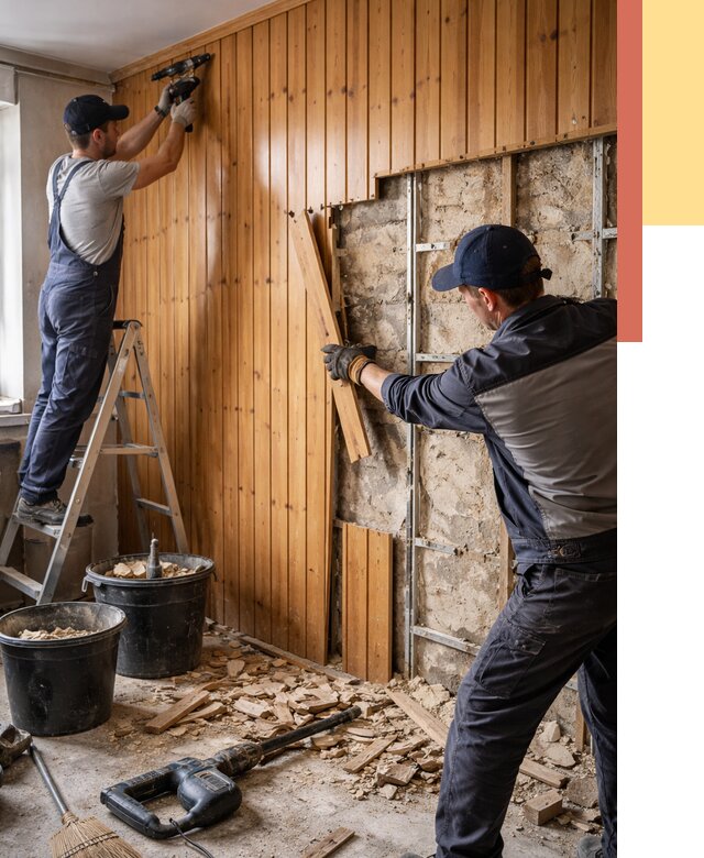 Демонтаж вагонки со стен в Реже от 1588 руб. — снятие, удаление, срочно | ОТДЕЛОЧНИК-Реж