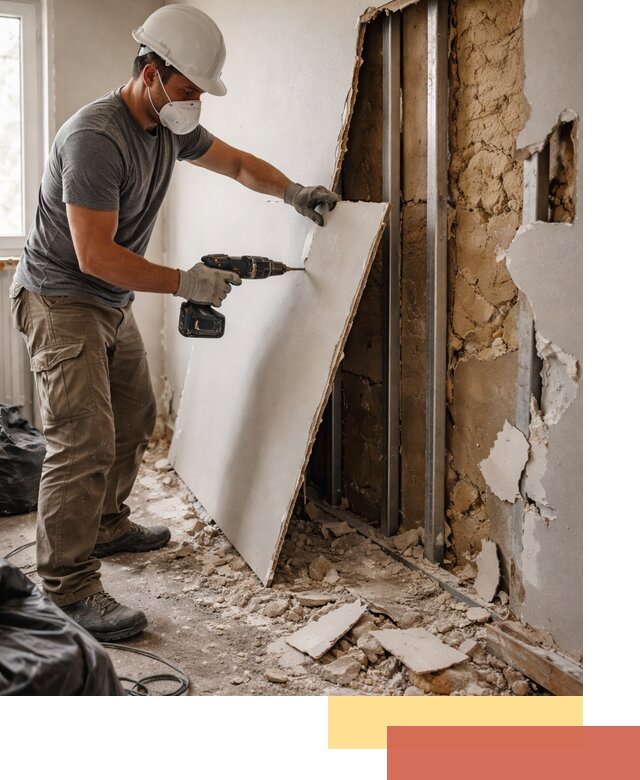 Демонтаж гипсокартона со стен в Реже качественно и быстро