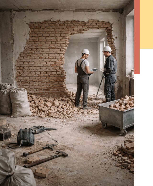 Демонтаж кирпичных стен в Реже от 4600 руб. — быстро, недорого, под ключ | ОТДЕЛОЧНИК-Реж