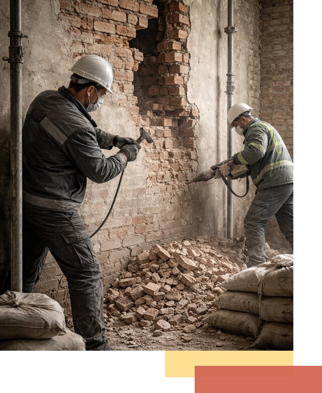 Демонтаж кирпичных стен в Реже быстро и безопасно