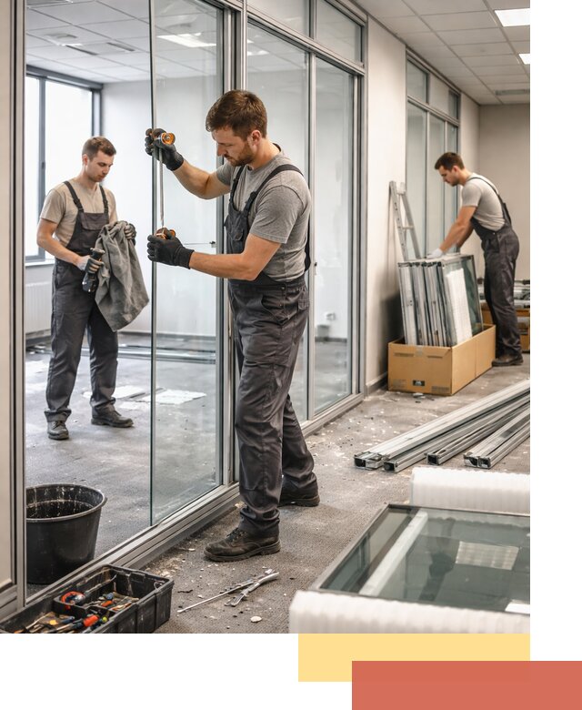 Демонтаж стеклянных перегородок в Реже быстро и безопасно