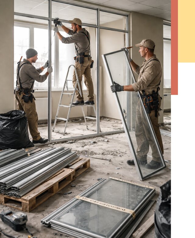 Демонтаж алюминиевых перегородок в Реже от 4600 руб. — быстро и недорого | ОТДЕЛОЧНИК-Реж