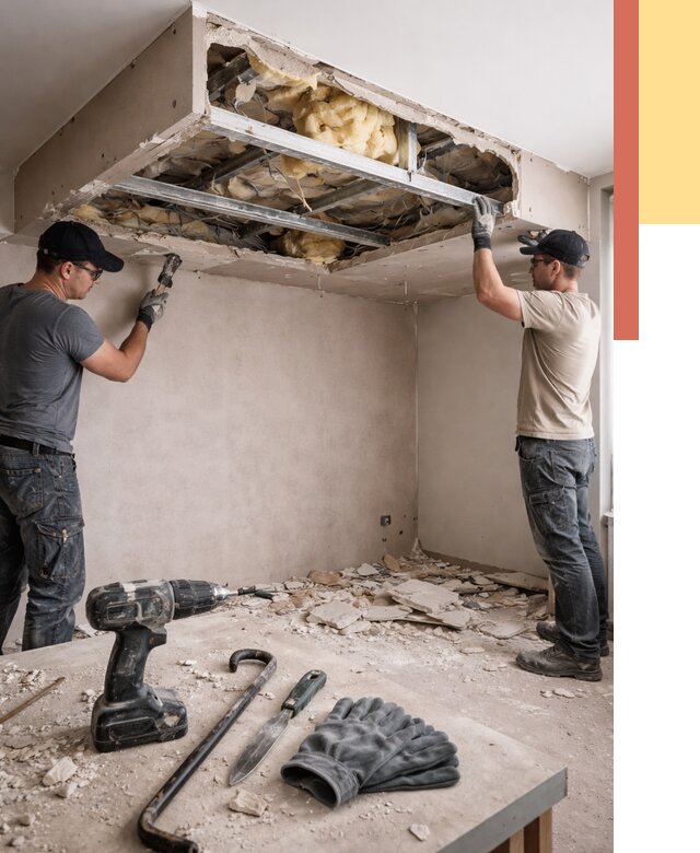 Демонтаж короба из гипсокартона в Реже от 1665 руб. — быстро и недорого | ОТДЕЛОЧНИК-Реж