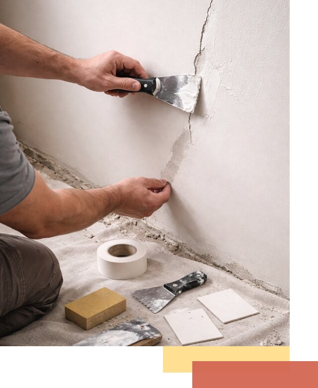 Заделка трещин и сколов в стенах и потолках в Реже