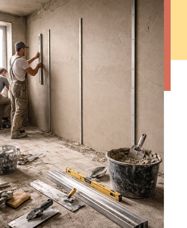 Штукатурка стен по маякам в Реже от 6024 руб./м² — выравнивание под ключ | ОТДЕЛОЧНИК-Реж