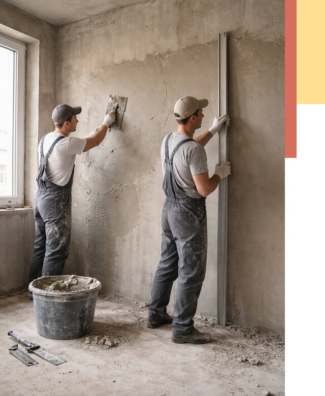 Штукатурка бетонных стен в Реже от 4929 руб/м² — качественно и быстро | ОТДЕЛОЧНИК-Реж