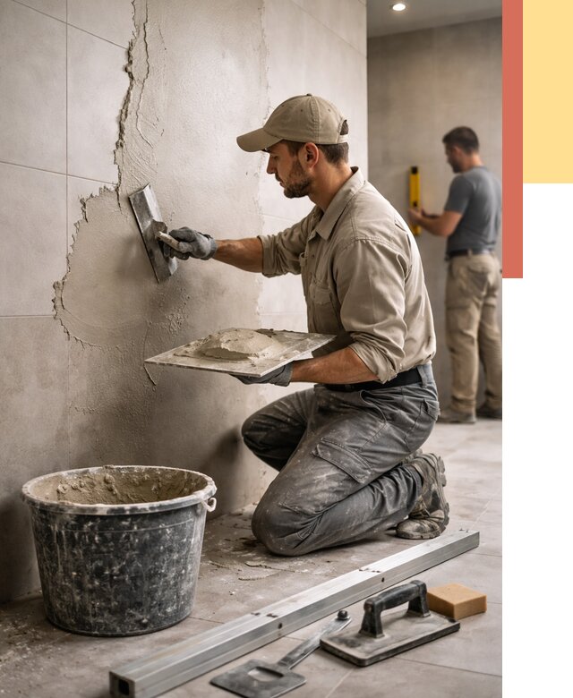 Штукатурка стен в ванной в Реже от 4929 руб./м² — выравнивание под ключ | ОТДЕЛОЧНИК-Реж