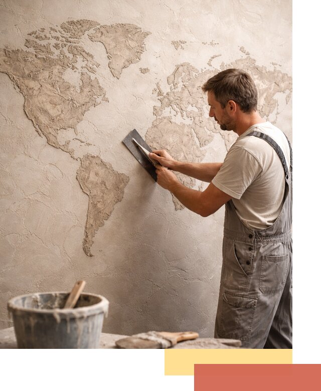 Декоративная штукатурка «Карта мира» под ключ в Реже