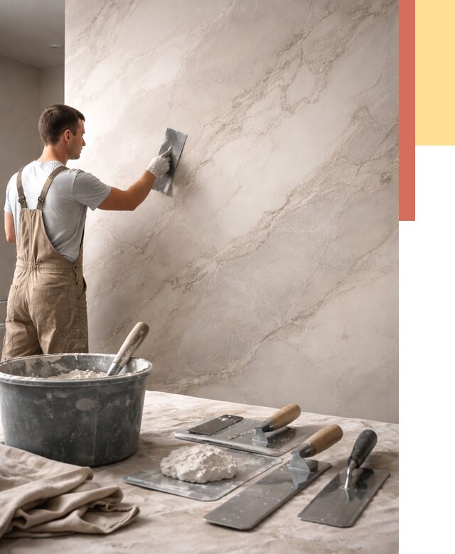 Декоративная штукатурка под мрамор в Реже от 3067 руб./м² — быстро и недорого | ОТДЕЛОЧНИК-Реж