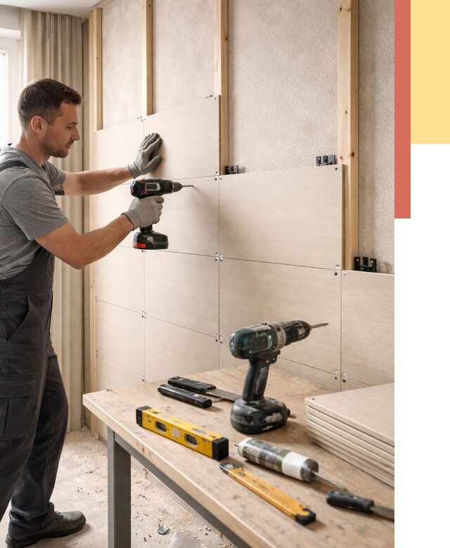 Монтаж МДФ панелей на стены в Реже от 1369 руб. под ключ | ОТДЕЛОЧНИК-Реж