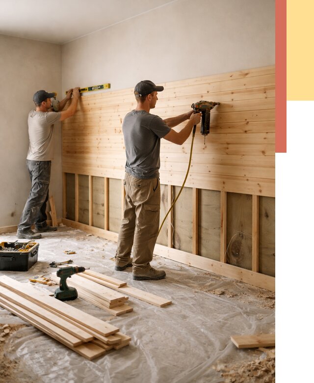 Монтаж деревянной вагонки на стены в Реже от 8215 руб. | Услуги монтажа вагонки | ОТДЕЛОЧНИК-Реж