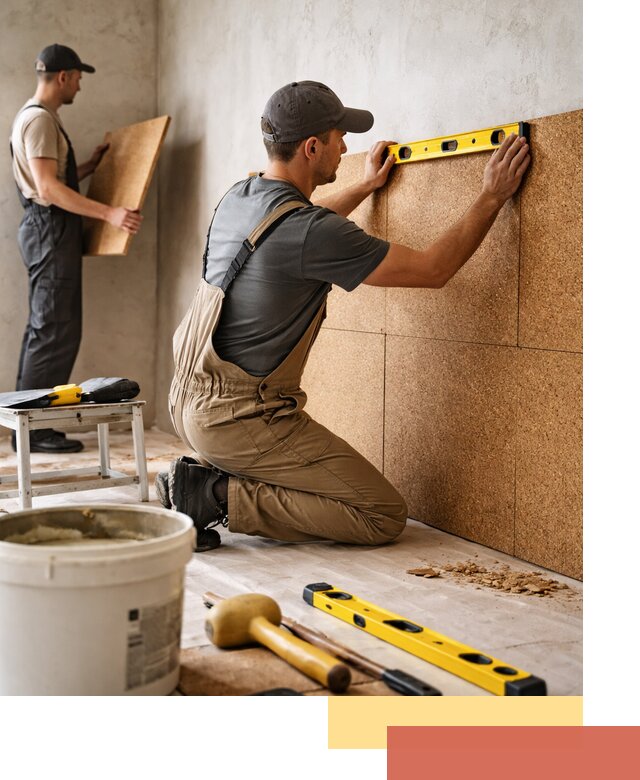 Монтаж пробковых панелей на стены в Реже быстро и качественно