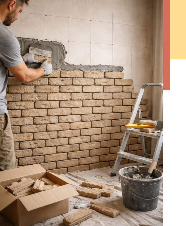 Монтаж декоративного кирпича в Реже от 3505 руб./м² — быстро и недорого | ОТДЕЛОЧНИК-Реж