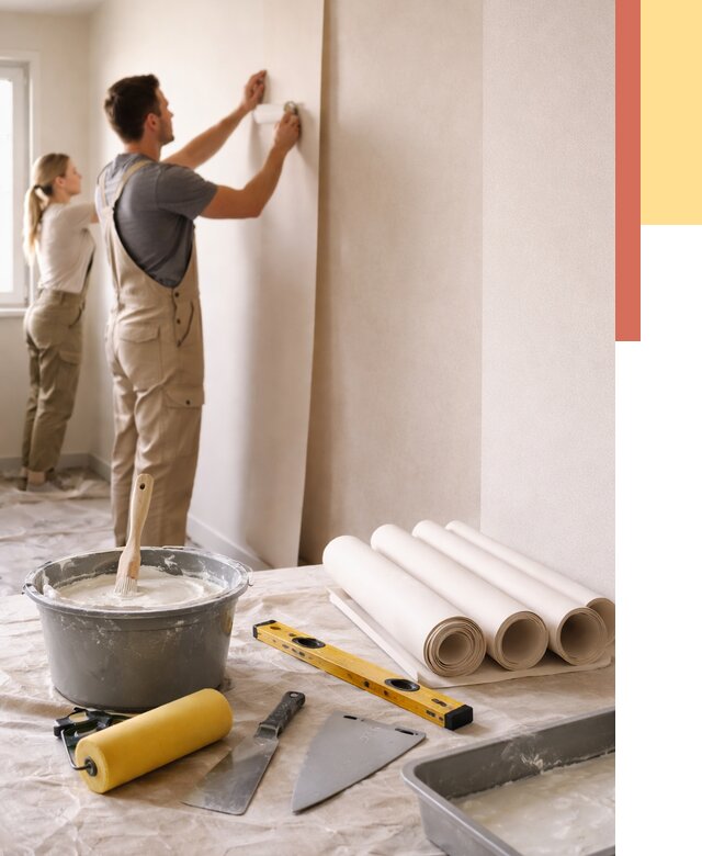 Поклейка бумажных обоев в Реже от 6024 руб./м2 — быстро и недорого | ОТДЕЛОЧНИК-Реж