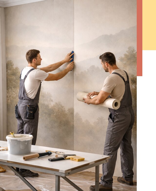 Поклейка фотообоев в Реже от 9310 руб/м² — быстро и недорого | ОТДЕЛОЧНИК-Реж