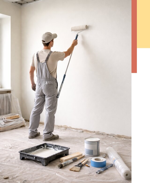 Покраска стен водоэмульсионной краской в Реже от 493 руб. за м² | ОТДЕЛОЧНИК-Реж