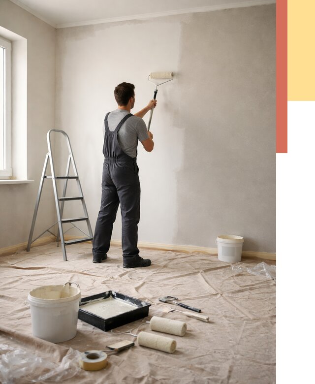 Покраска стен моющейся краской в Реже от 383 руб./м² — быстро и недорого | ОТДЕЛОЧНИК-Реж