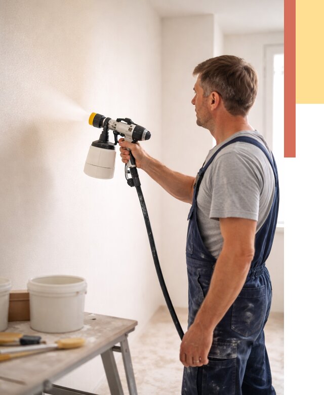 Покраска стен краскопультом в Реже от 8215 руб. — механизированная покраска | ОТДЕЛОЧНИК-Реж