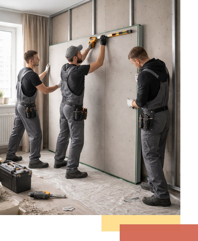 Шумоизоляция стен панелями ЗИПС в Реже для жилых и коммерческих помещений