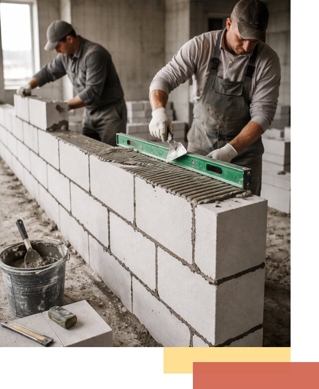 Кладка перегородок из газобетона в Реже быстро и качественно