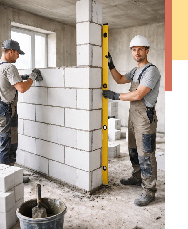 Кладка перегородок из пеноблока в Реже от 1972 руб. под ключ | ОТДЕЛОЧНИК-Реж