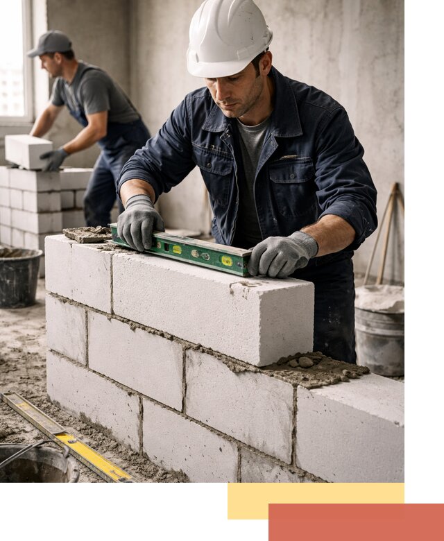 Кладка перегородок из пеноблока под ключ в Реже