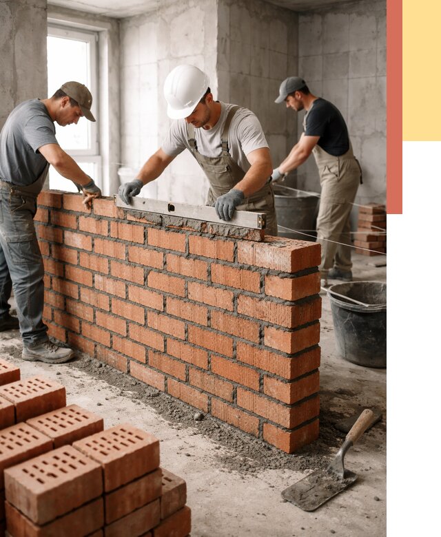 Кладка перегородок из кирпича в Реже от 3834 руб. за м² | ОТДЕЛОЧНИК-Реж