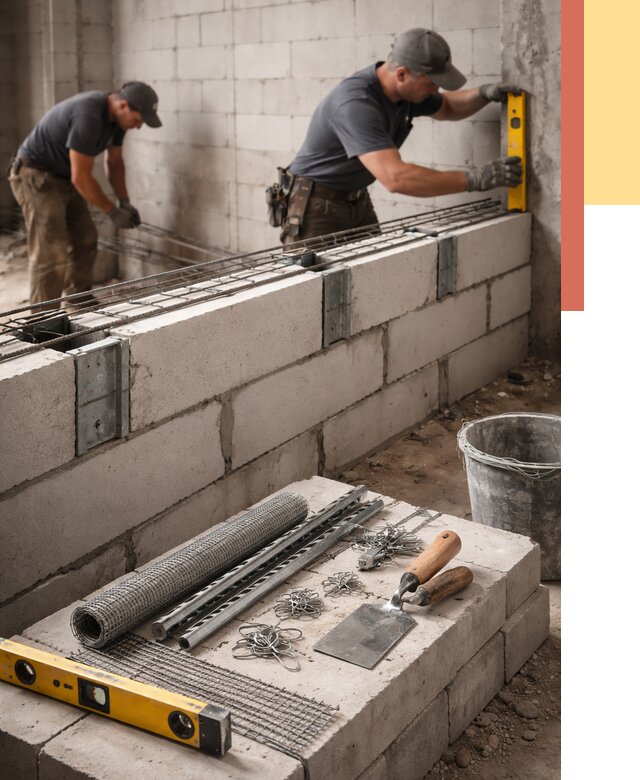 Армирование кладки перегородок в Реже от 821 руб. под ключ | ОТДЕЛОЧНИК-Реж