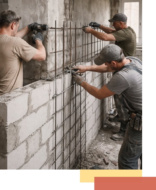 Армирование кладки перегородок в Реже профессионально и надёжно