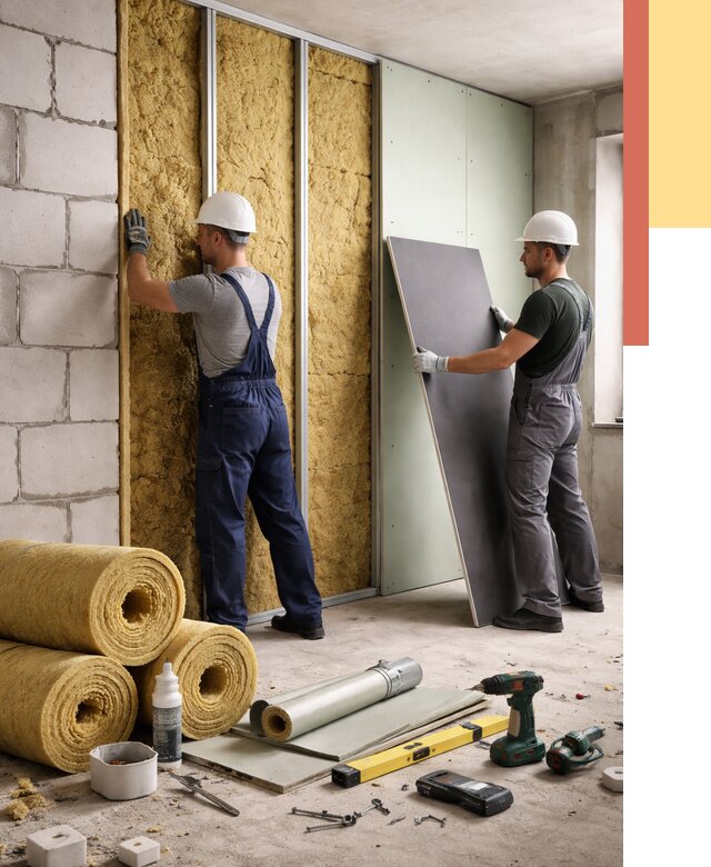 Шумоизоляция перегородок из блоков в Реже от 2026 руб./м² — быстро и недорого | ОТДЕЛОЧНИК-Реж