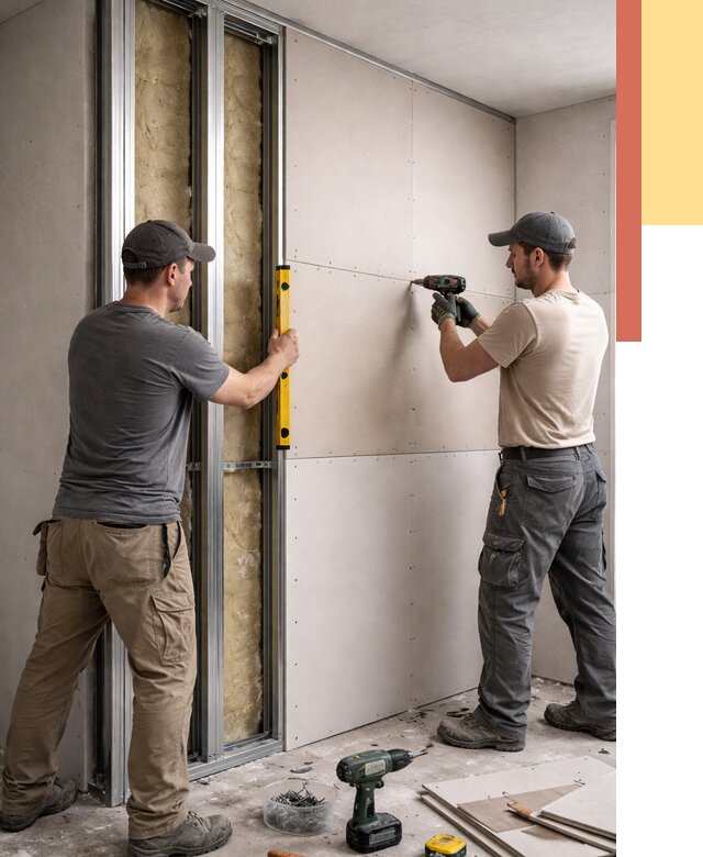 Монтаж двухслойной перегородки из гипсокартона в Реже от 1588 руб. | ОТДЕЛОЧНИК-Реж