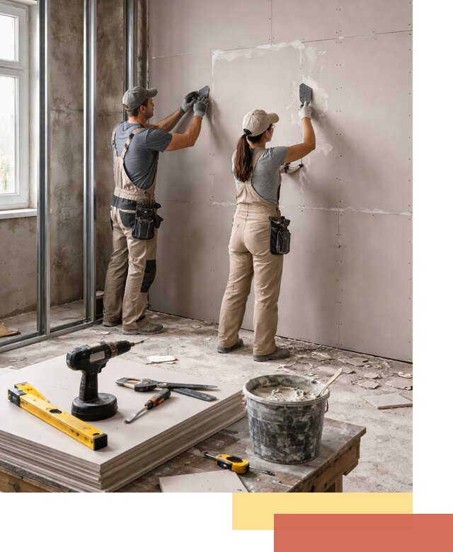 Монтаж двухслойной перегородки из гипсокартона в Реже