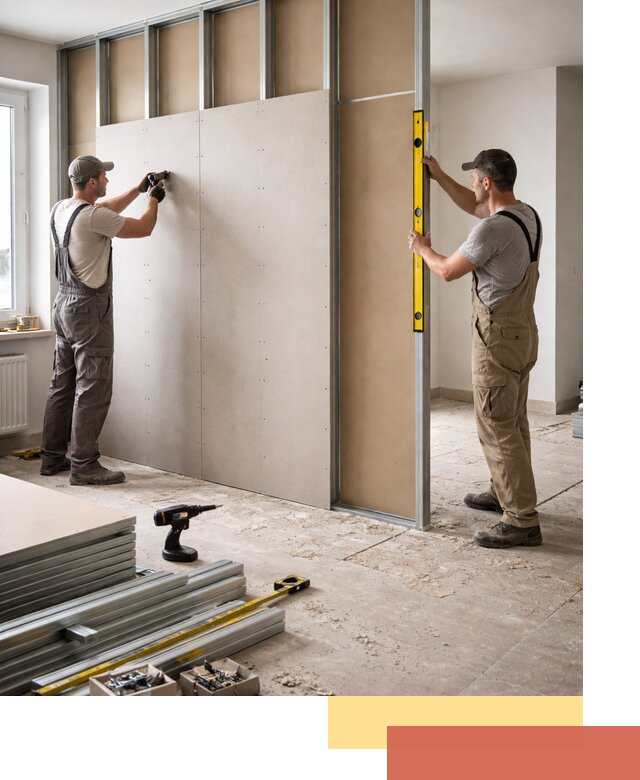 Зонирующая перегородка из гипсокартона под ключ в Реже