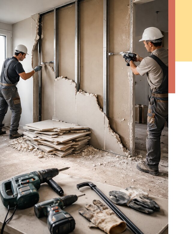 Демонтаж перегородки из гипсокартона в Реже от 1314 руб. быстро и недорого | ОТДЕЛОЧНИК-Реж