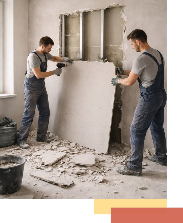 Демонтаж перегородки из гипсокартона в Реже быстрый и аккуратный