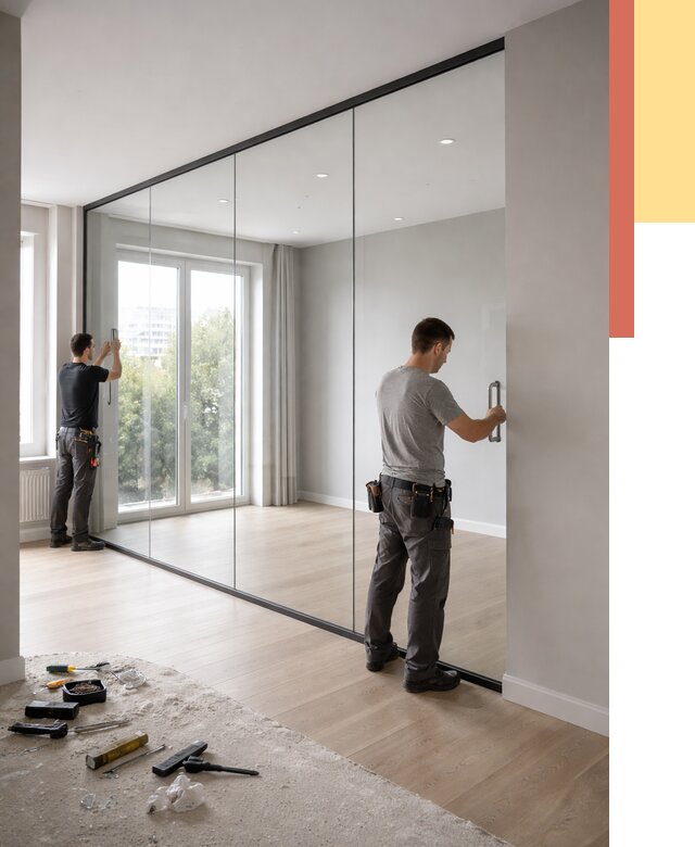 Изготовление стеклянных перегородок в Реже от 13527 руб. под ключ | ОТДЕЛОЧНИК-Реж