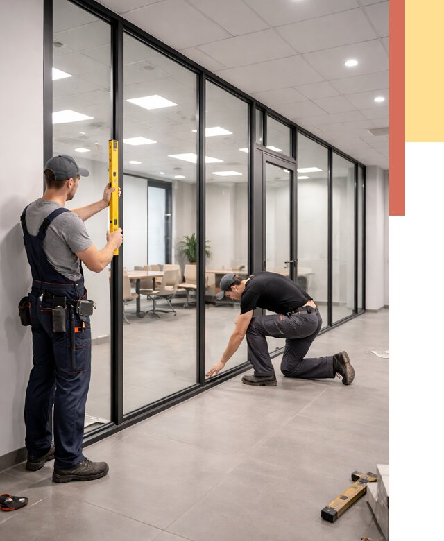 Каркасные стеклянные перегородки в Реже под ключ от 10077 руб. | ОТДЕЛОЧНИК-Реж