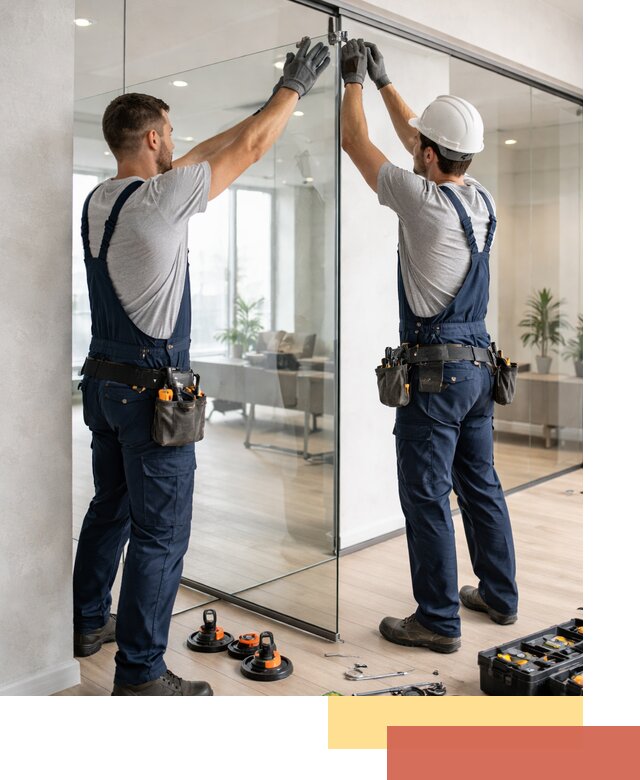 Безрамные стеклянные перегородки под ключ в Реже