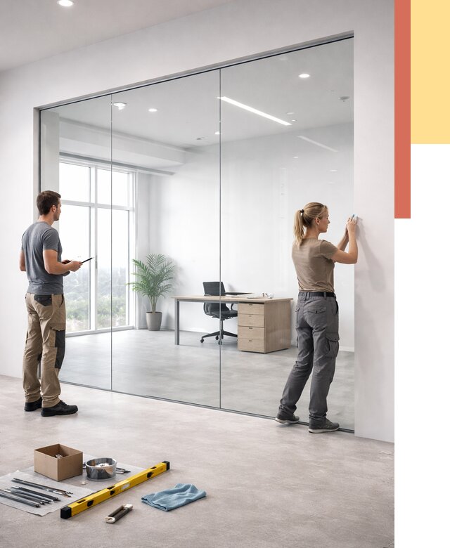 Перегородки из закаленного стекла в Реже от 10405 руб. под ключ | ОТДЕЛОЧНИК-Реж