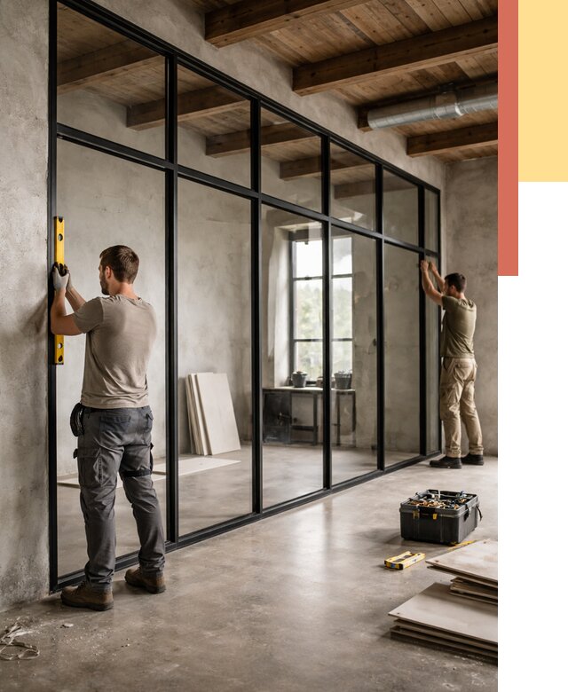 Стеклянные перегородки лофт в Реже от 11501 руб. под ключ | ОТДЕЛОЧНИК-Реж