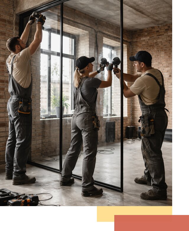 Стеклянные перегородки лофт — изготовление и монтаж в Реже