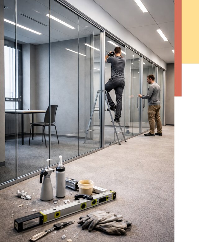 Стеклянные офисные перегородки в Реже от 9310 руб. — монтаж и установка | ОТДЕЛОЧНИК-Реж