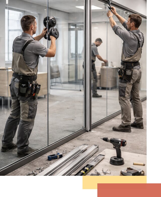 Стеклянные офисные перегородки под ключ в Реже