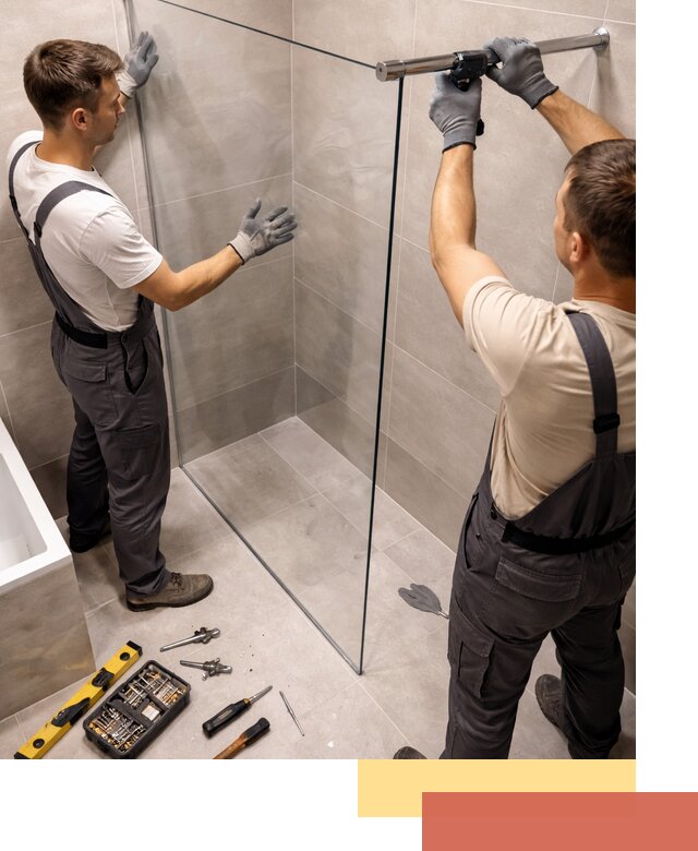 Стеклянные перегородки для душа в Реже — изготовление и монтаж