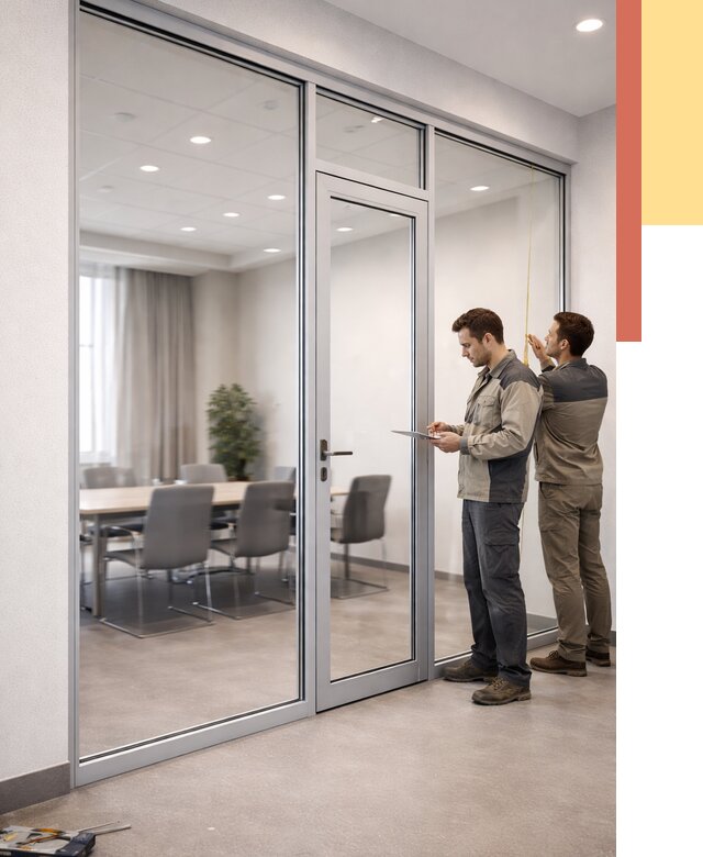 Установка и монтаж алюминиевых перегородок со стеклом в Реже от 8981 руб. | ОТДЕЛОЧНИК-Реж