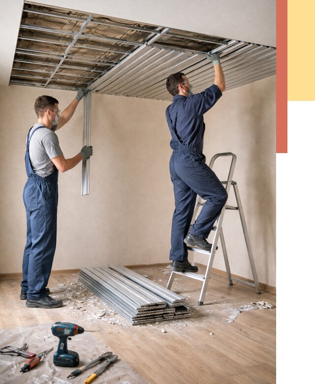 Демонтаж реечного потолка в Реже от 4929 руб. быстро и недорого | ОТДЕЛОЧНИК-Реж