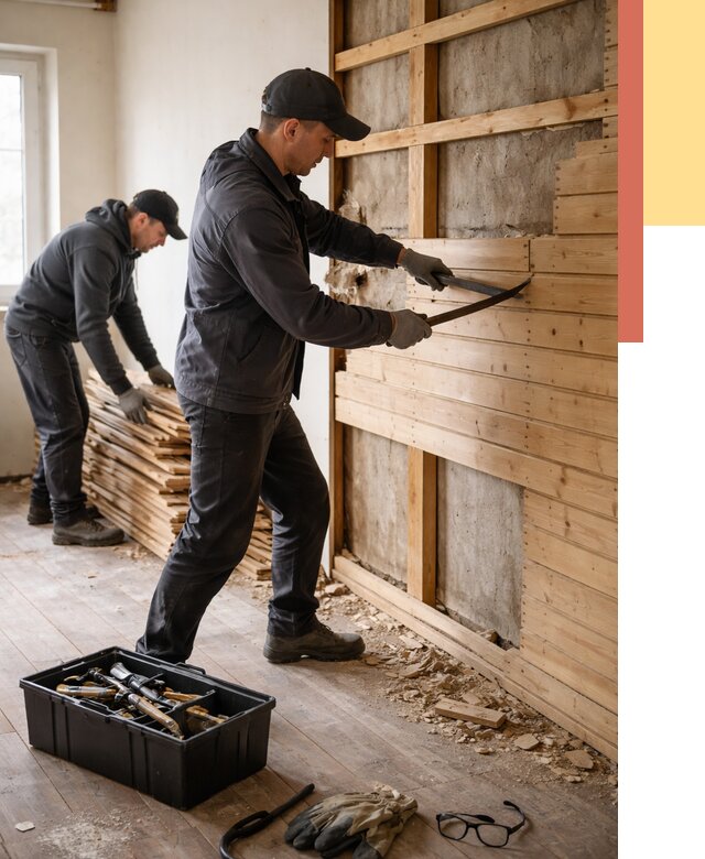 Демонтаж вагонки в Реже от 4162 руб/м2 — быстро и недорого | ОТДЕЛОЧНИК-Реж